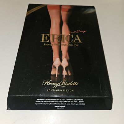 Honey Birdette Erica Burnt Orange Stockings Luxury Thigh High Stay Ups Small new